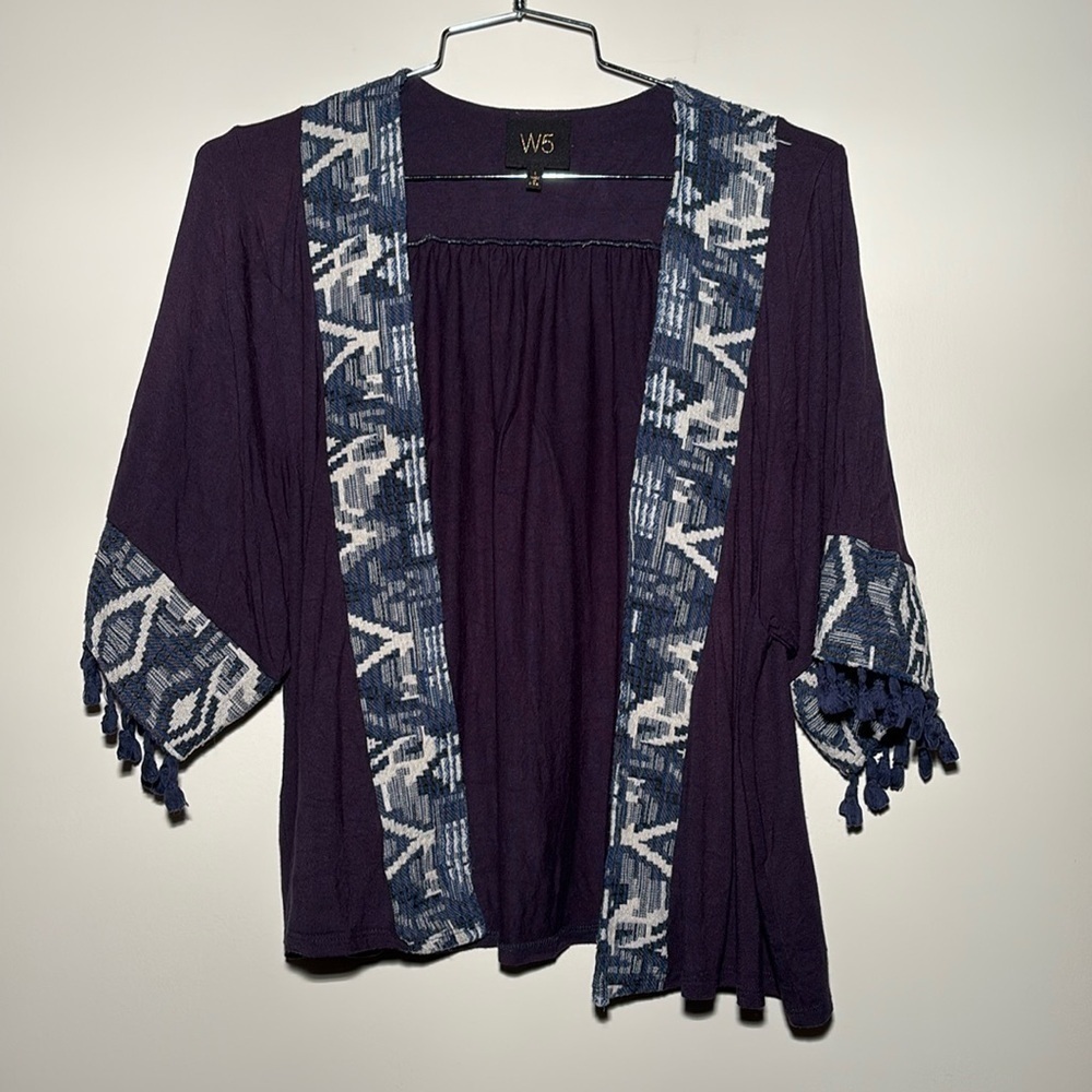 W5 Embroidered Open Front Cardigan